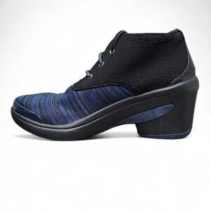 Bzees Ease Lace Up Cloud Technology Fabric Black Blue Ankle Platform Bootie Boot
